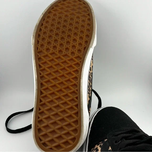 Vans Old Skool Women's 7.5 Black Leopard Canvas Sneakers Suede Shoe Low Top - Picture 10 of 10